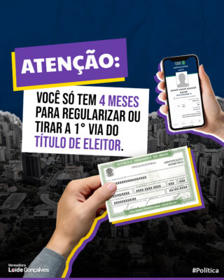 REGULARIZE SEU TÍTULO DE ELEITOR!

Se você deixou de votar nas últimas eleições; se  você mudou de endereço e precisa transferir seu título eleitoral para mais perto da sua casa; ou precisa fazer sua biometria para votar, o tempo é agora!

Aproveite agora  para fazer essas alterações no TRE/MG,  pois  o prazo é até dia 08 de maio. 

Canais de comunicação para mais informações 
sobre a regularização: 

Site TRE-MG: https://www.tse.jus.br/servicos-eleitorais/autoatendimento-eleitoral#/
Telefones: 148 ou (31) 2116-3600

#loidegoncalvesbh #política #belohorizonte #titulodeeleitor